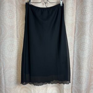 Vintage 90s Y2K JBX Black Whimsigoth Lettuce Trim Flowy Midi Skirt Size XL